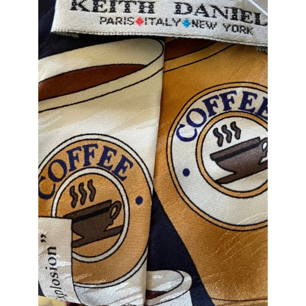 Keith Daniels Coffee Cup Silk Tie Mens Novelty Drink Pattern classic‎ Necktie